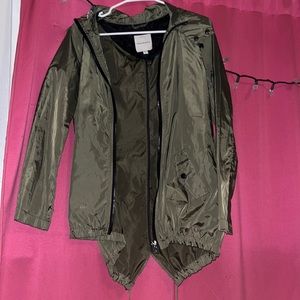Green oversized rain coat